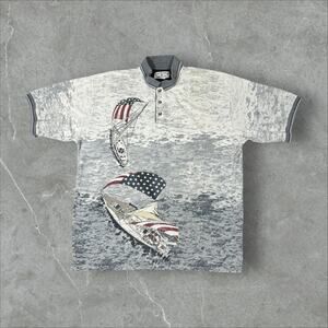 Vintage Boca Classics USA Sailing America AOP Size XL All Over Print Polo Shirt